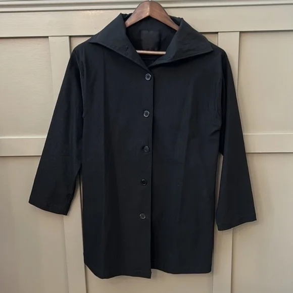 Blanque Longline Black Jacket Coat Button Front W/ Pockets Size Medium - Picture 6 of 14